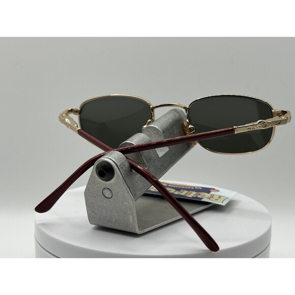 Vintage Eyeglasses NOS Small Red Rectangle Metal Blue Mirror POLARIZED Lens 00s - Picture 6 of 10